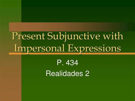 PPT Present Subjunctive With Impersonal Expressions PowerPoint