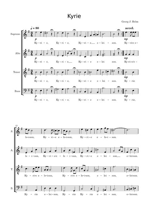 Kyrie Sheet Music For Bass Guitar Synthesizer Satb