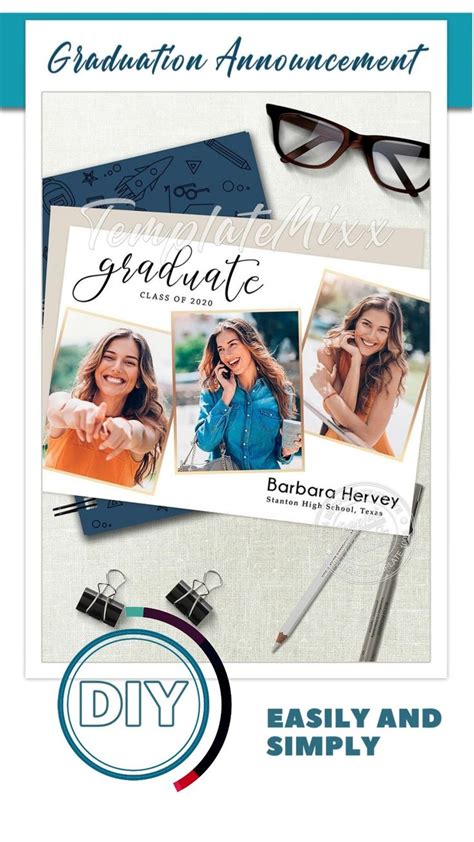 Graduation Announcement Cards. Personalized template.