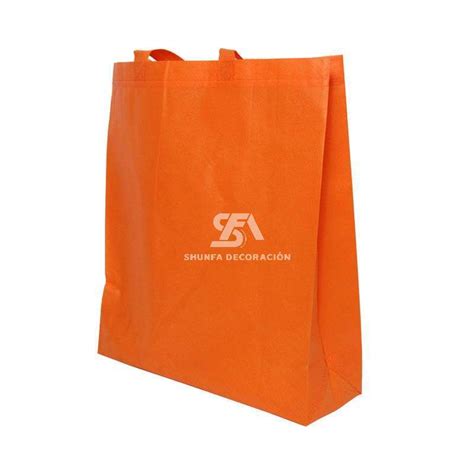 Bolsa Mediana Non Woven O Tejido Sin Tejer Con Fuelle En Color Naranja