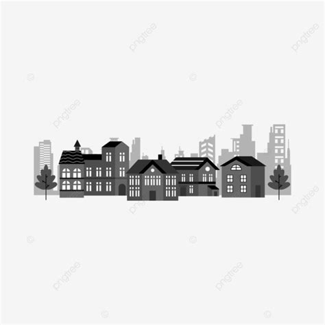 Urban Town House With Modern City Building Silhouette Background Vector