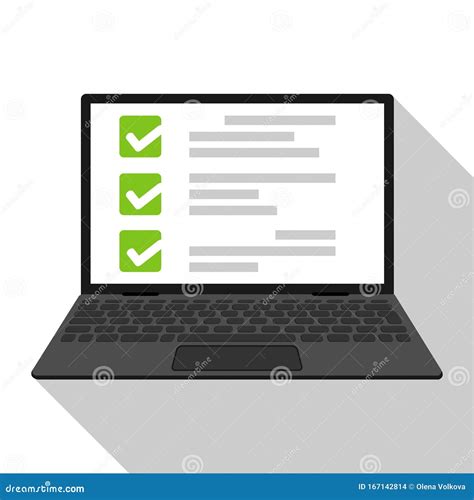 Computer Laptop With Online Quiz Form Checklist On Screen Online