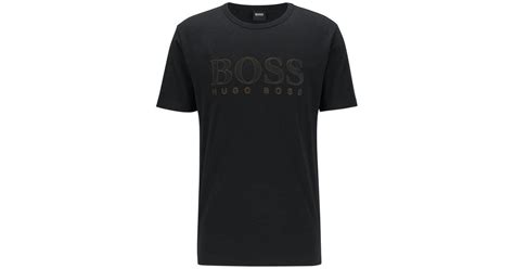 BOSS By Hugo Boss Boss Gold Effect Logo T Shirt Black For Men Lyst