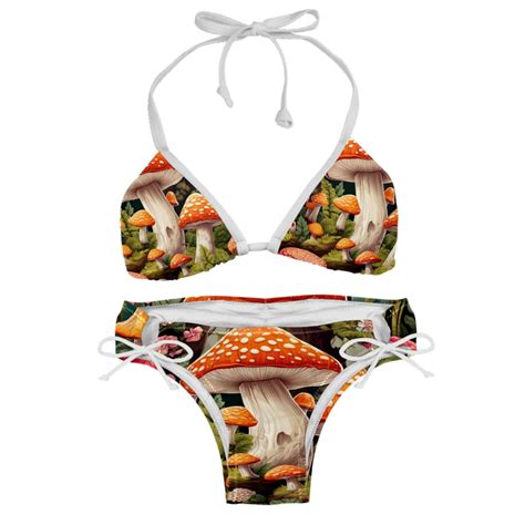 Mushroom Detachable Sponge Adjustable Strap Bikini Set Two Pack Swim