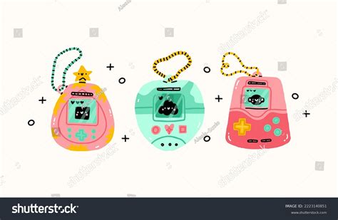 Japanese Classic Tamagotchi Screen Display Chain Stock Vector Royalty