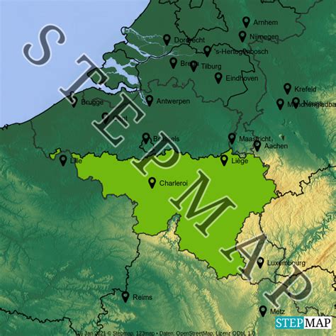 StepMap Belgien Landkarte für Belgien