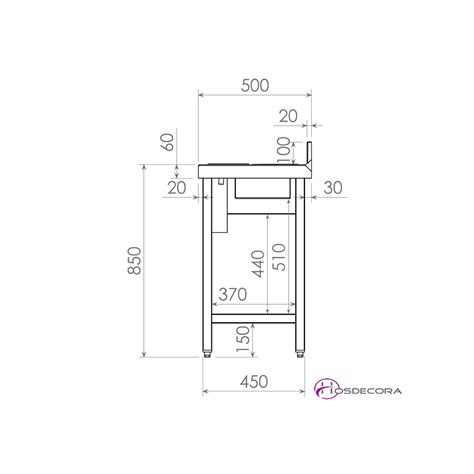 Mesa De Acero Inox Con Cubeta Estante Y Peto De Fondo Cm