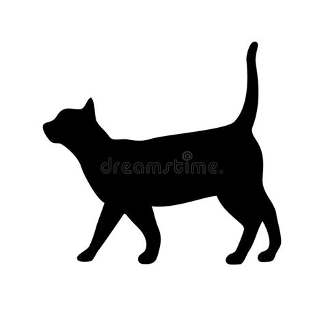 Black Silhouette of a Walking Cat on White Background Stock Vector ...