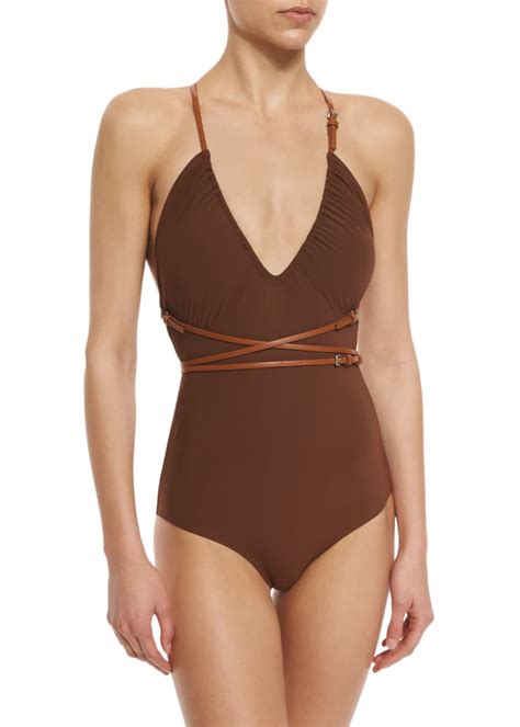 Michael Kors Collection Belted Wrap One Piece Swimsuit Bergdorf Goodman