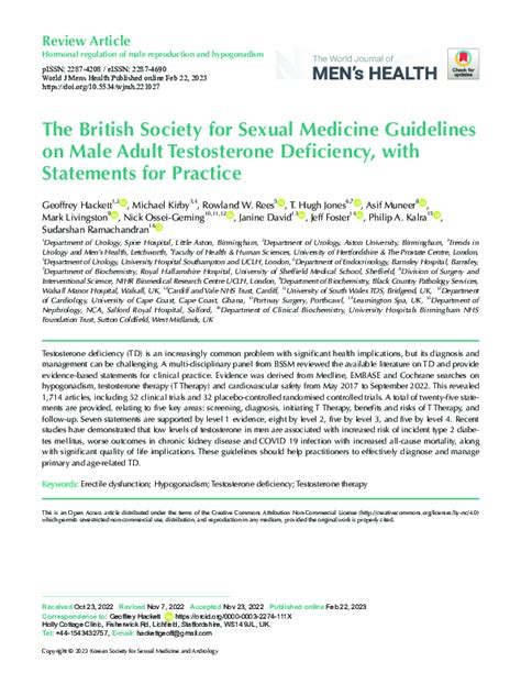 Pdf The British Society For Sexual Medicine Guidelines On Male Adult