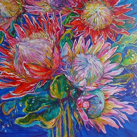 Protea South African Native Flower Bouquet Painting by Lada Stukan ...