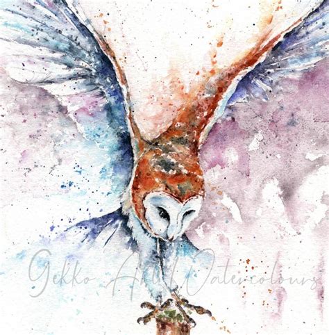 Barn Owl The Resting Post Original Watercolour Painting Wildlife