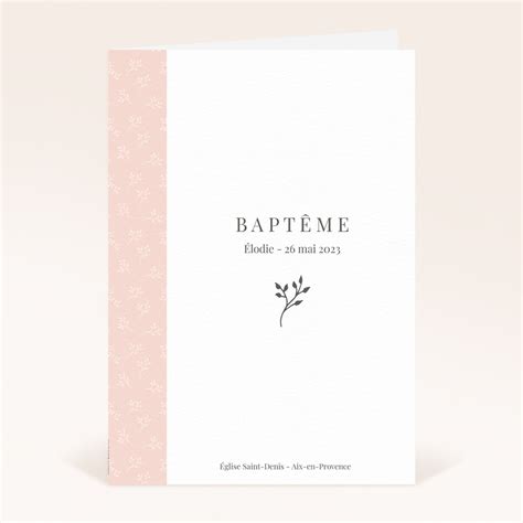 Livret De Messe Baptême Sweet Chic Rose Couverture Satisfait Ou