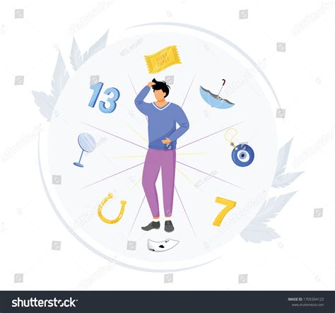 Common Superstitions Flat Concept Vector Illustration Stock Vector