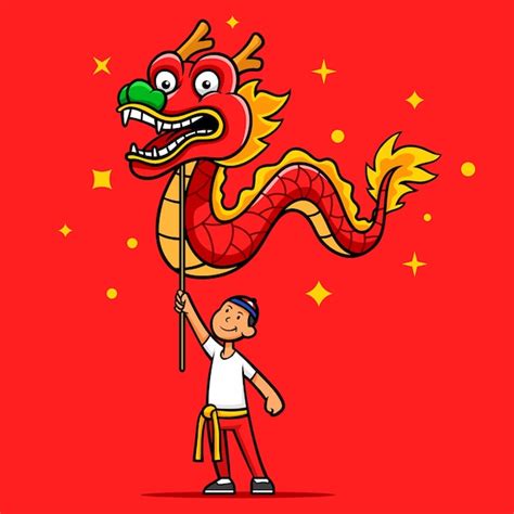 Premium Vector | Dragon dance cartoon character