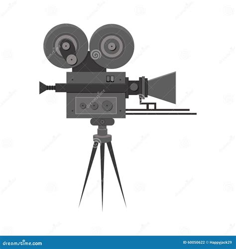 Flat Detailed Professional Retro Movie Film Camera Stock Vector