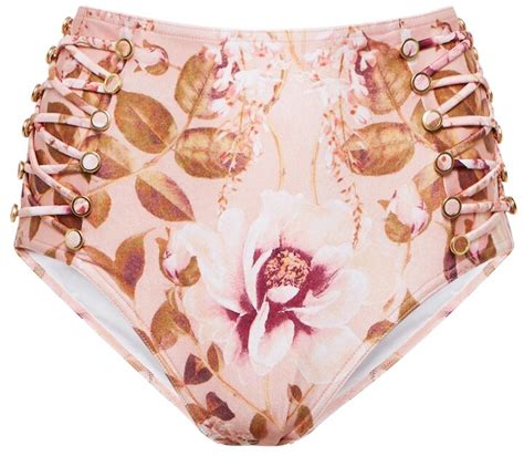 Zimmermann Rosa Floral High Rise Bikini Bottoms ShopStyle Two Piece Swimsuits