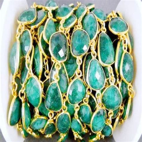 Free Form Dyed Emerald Gemstone Connector Chain For Making Bracelet