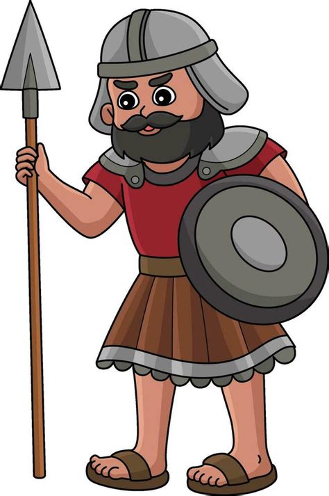 Goliath With A Spear Cartoon Colored Clipart 34812298 Vector Art At Vecteezy