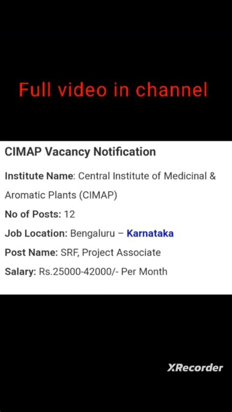 Cimap Recruitment Walk In Interview For Srf Project