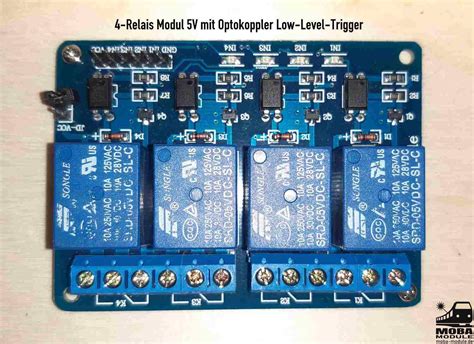 4 Relais Modul 5v Mit Optokoppler Low Level Trigger Moba Module