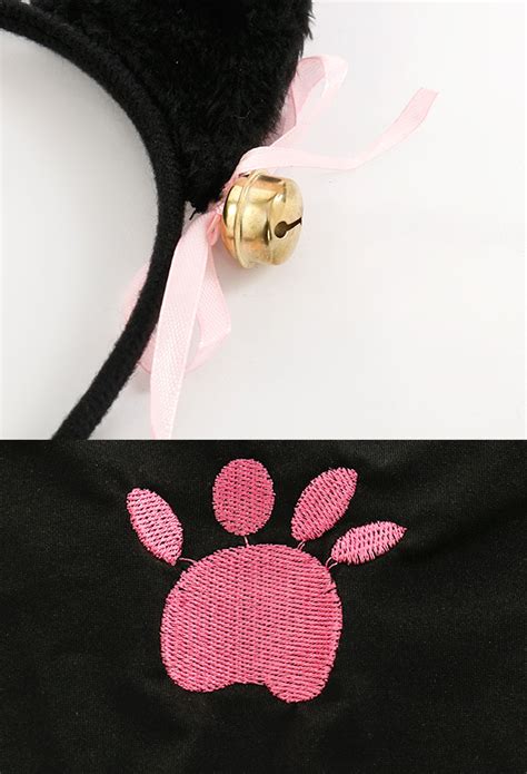 Kawaii Cat Girl Lingerie Set Kawaii Lingerie Outfit Black Soft Fabric Two Piece Bikini Set