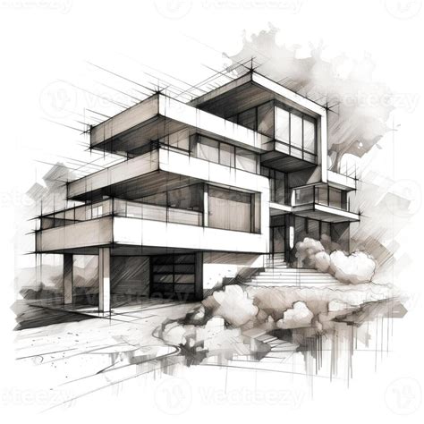 Modern house sketch illustration generative ai 27422182 Stock Photo at ...