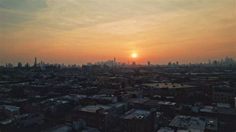 Aerial Nyc Skyline Sunset Stock Footage SBV-348460877 - Storyblocks