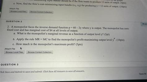 Solved A Now Find The Firm S Cost Minimizing Input Bundle Chegg