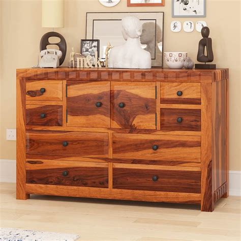 Laspor Rustic Solid Wood Bedroom Dresser With 8 Drawers And Cabinet