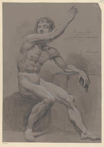 Seated Male Nude Seen From The Side Free Public Domain Image Look