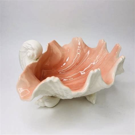 Fitz And Floyd Accents Vtg Fitz Floyd Ceramic Clam Seashell Bowl