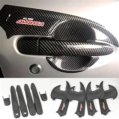 For TOYOTA AVANZA 2012 2020 Carbon Fiber Pattern Car Door Handle Bowl