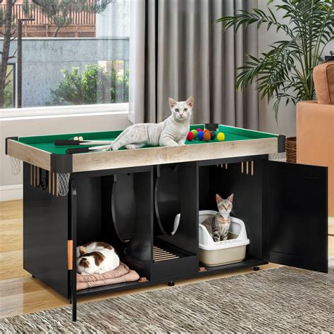 Tucker Murphy Pet Cat Litter Box Enclosure For 2 Cats With Pool Table