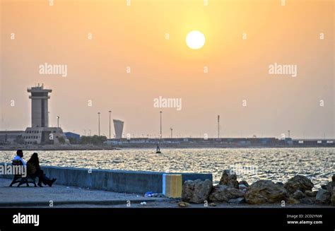 Kuwait City, Kuwait. 25th Aug, 2020. People relax at the beach during ...