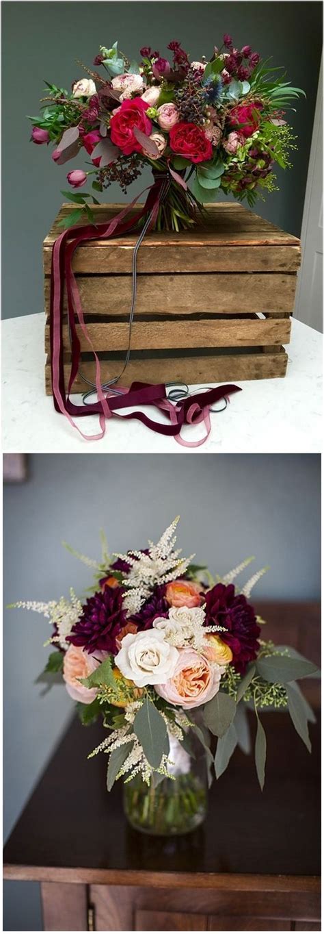 Brautstrau Mit Burgund Und Dunkelrot Boquette Wedding Fall Wedding