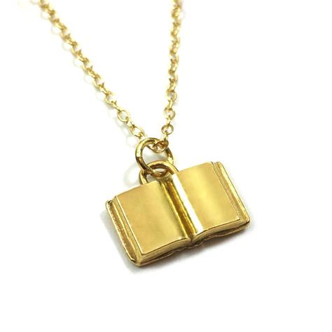 Book Necklace Silver Book Necklace Book Charm Charm - Etsy