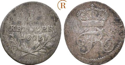 Württemberg 1 Kreuzer 1808 aus 1807 Friedrich I 1806 1816 ss