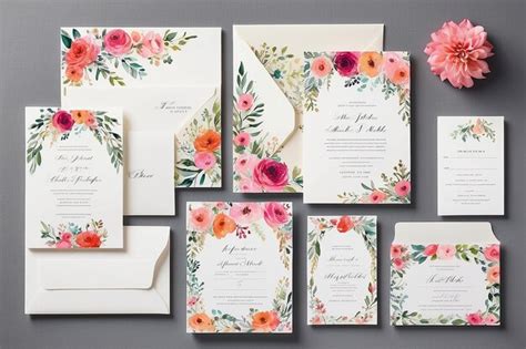 Premium Photo | Floral Wedding Invitation Suite