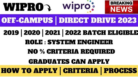 Wipro Off Campus Hiring 2023 2022 2019 3 5 Lpa Salary Many Courses Must Apply Youtube