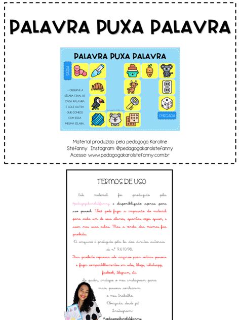 Como Se Escreve A Palavra Puxar - Atividade: Palavra Puxa Palavra | PDF