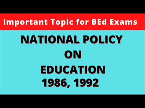 NATIONAL POLICY ON EDUCATION NPE 1986 1992 Aims And Recommendation