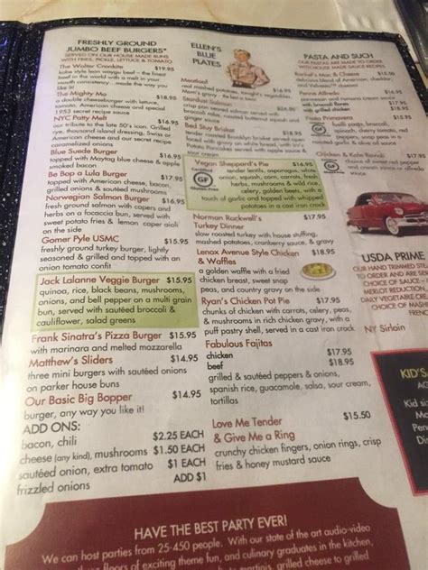 Menu At Ellens Stardust Diner Bbq West New York