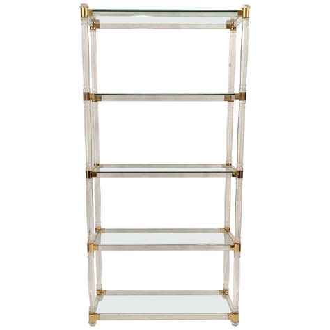 Brass And Lucite Shelves With Glass Top For Sale At 1stdibs