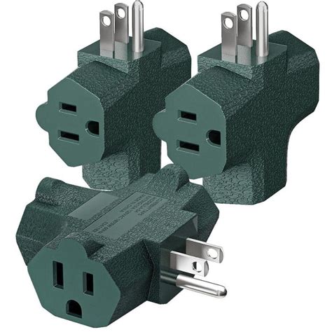 Etokfoks Heavy Duty Grounding Outlet Splitter Adapter Green