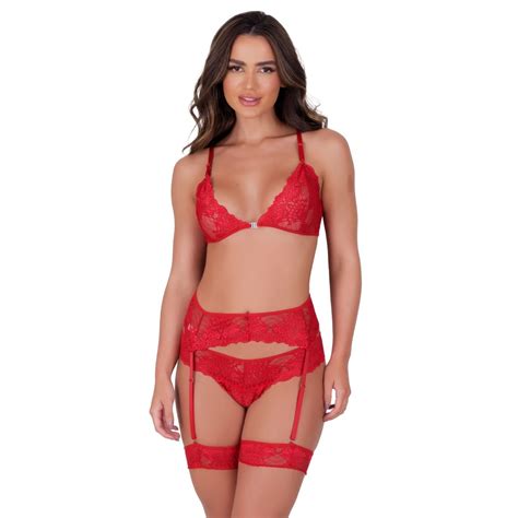 Conjunto Cinta Liga Perneira Lingerie Sexy Sem Bojo E Renda