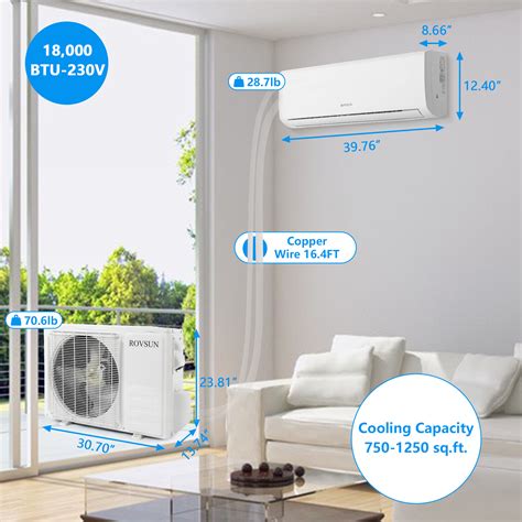 Rovsun Wifi Enabled 18000 Btu Mini Split Acheating System With Inverter 19 Seer 230v Energy