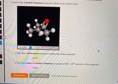 Solved A Model Of The 3 Methyl 2 Butanone Molecule Is Shown