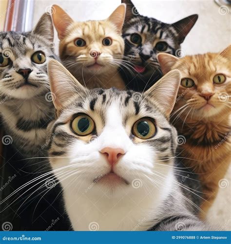 Selfie Cats Funny Cat Taking Selfies Kitten Look At Camera Stock