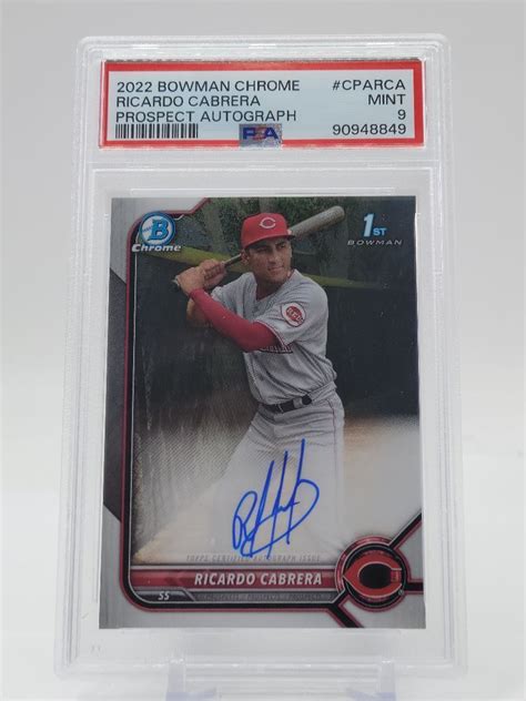 Ricardo Cabrera Bowman Chrome St Autograph Reds Auto Psa Q